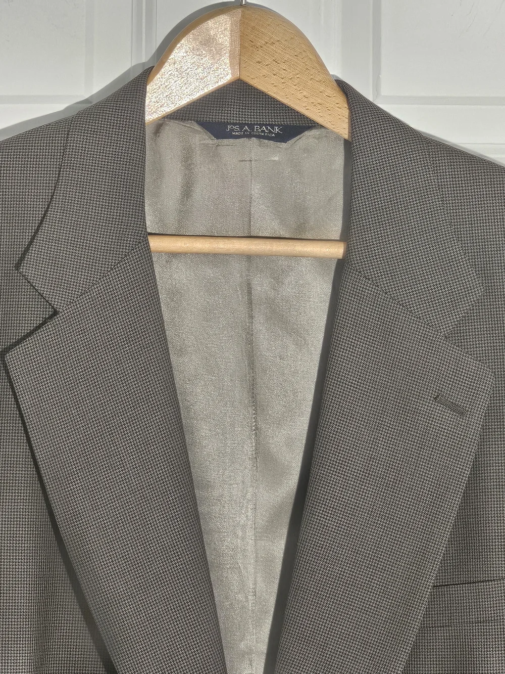 Jos A Bank Business Express Custom Fit 46L Brown Houndstooth Check Pure WoolSuit